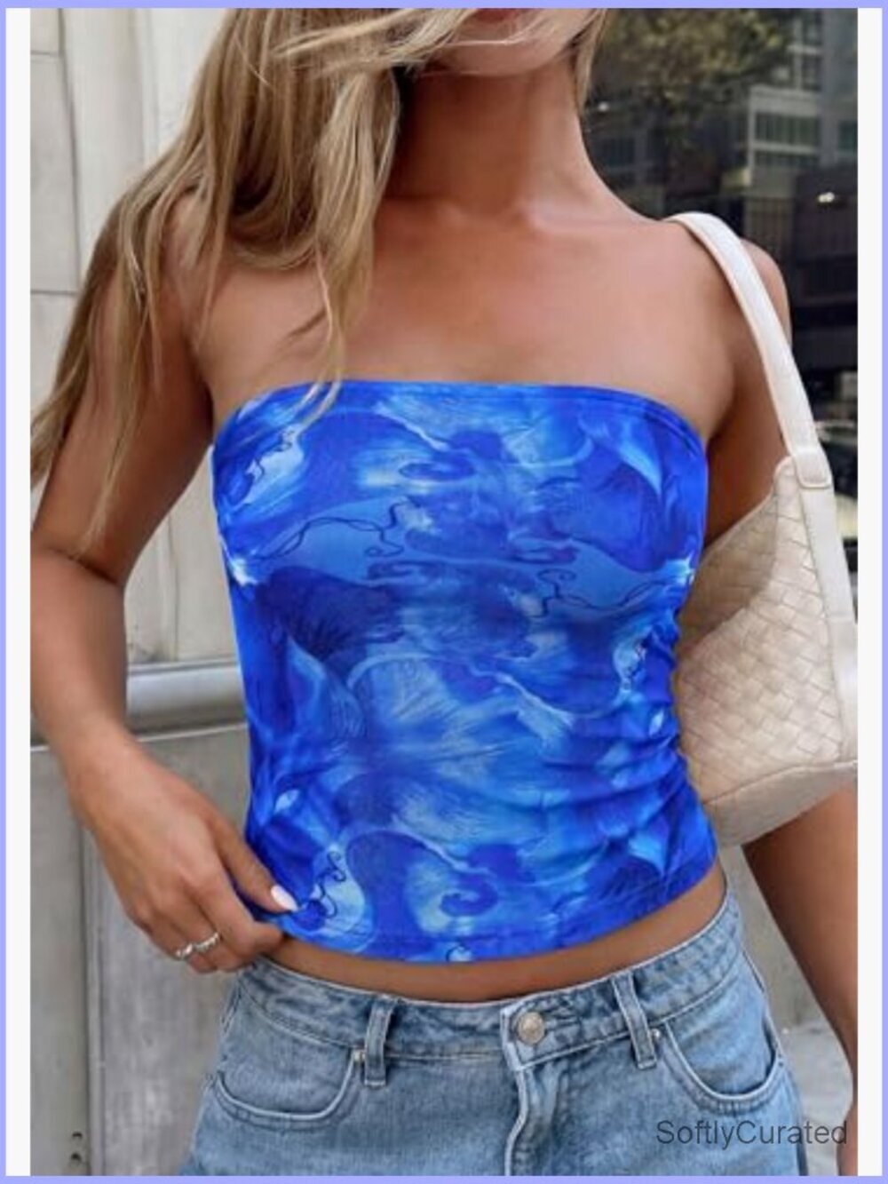 Floral Mesh Tube Top Strapless Bandeau Beach Vacation Y2K Style